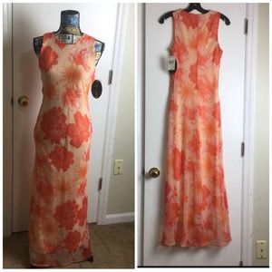 NWT My Michelle Formal sleeveless Coral Floral Maxi Dress